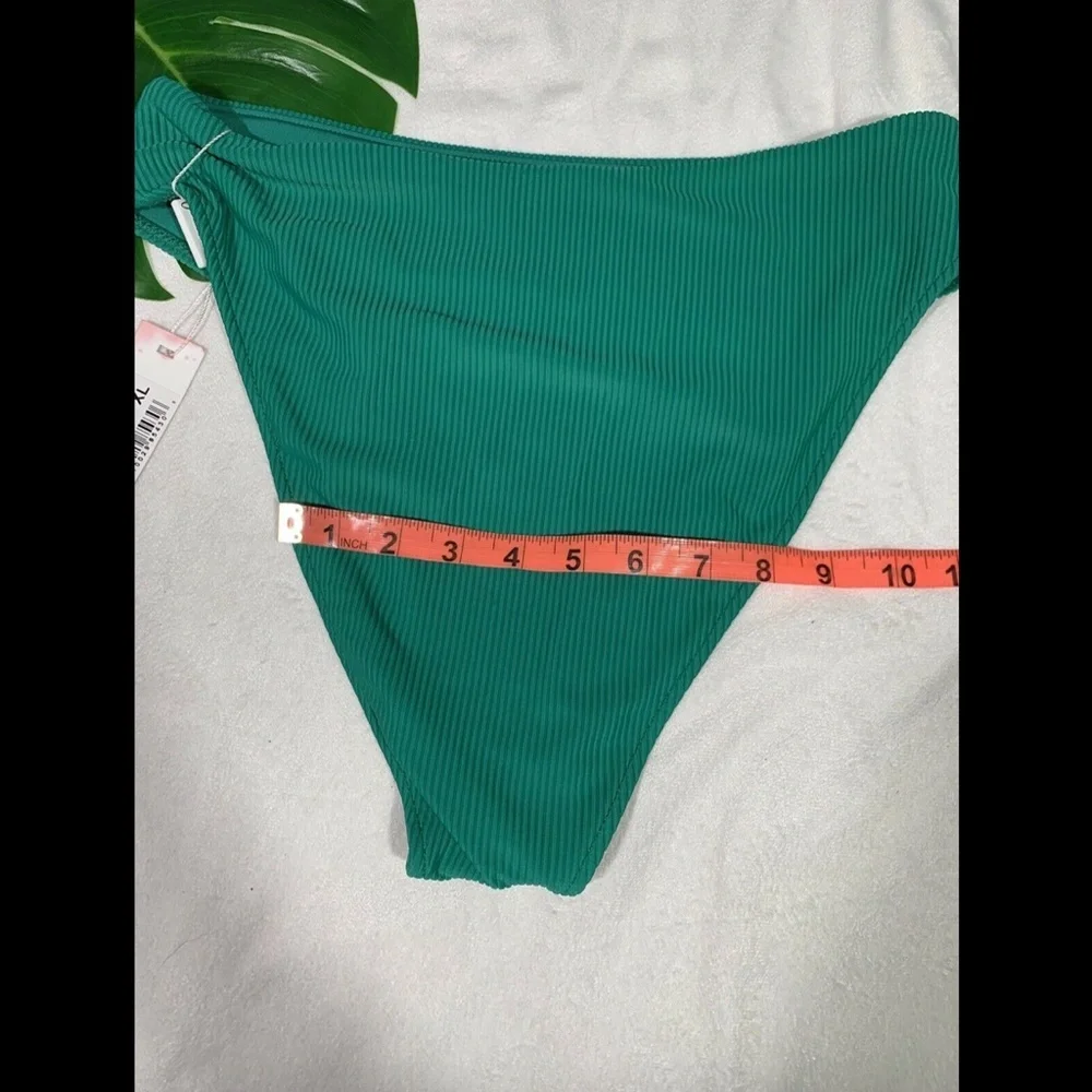 NWT‎ $85 Frankies Bikinis Jenna Ribbed Bikini Bottoms Emerald [ SZ XL ]